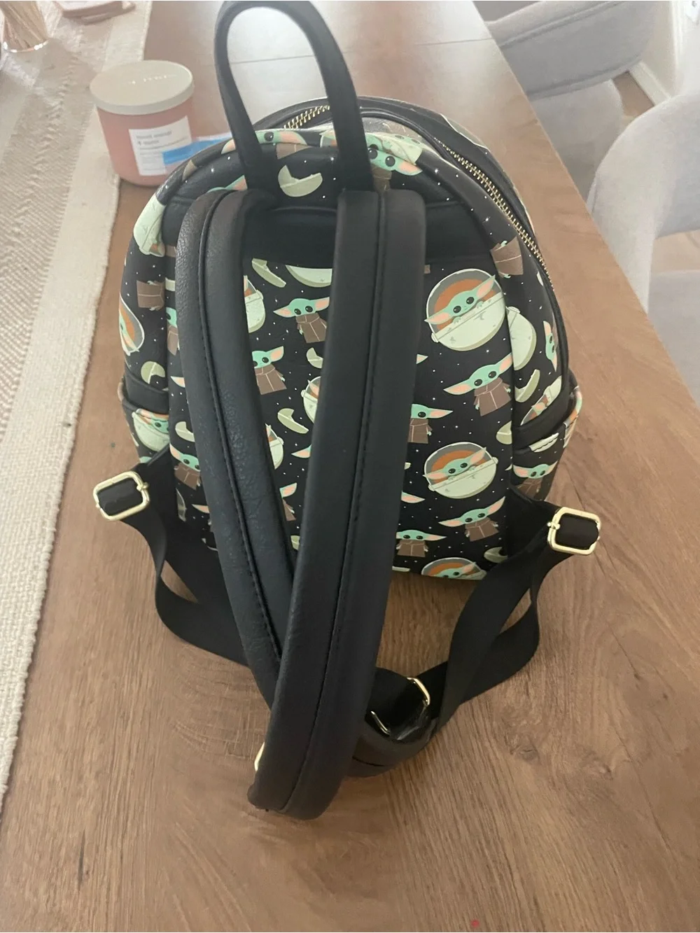 Loungefly Star Wars Grogu Black Mini Backpack with Mint and Tan Accents